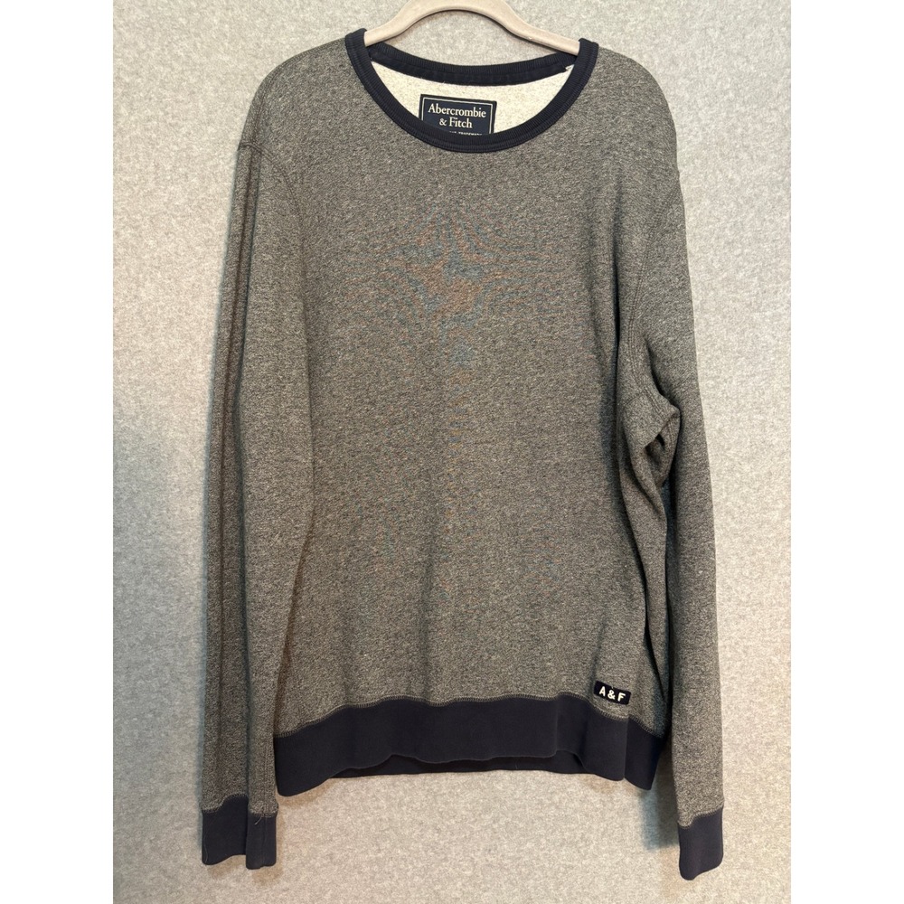Abercrombie & Fitch Thermal Sweatshirt Gray‎ Logo Crewneck XXL Unisex